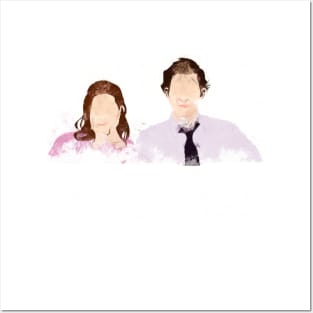 the office jim and pam minimal Posters and Art